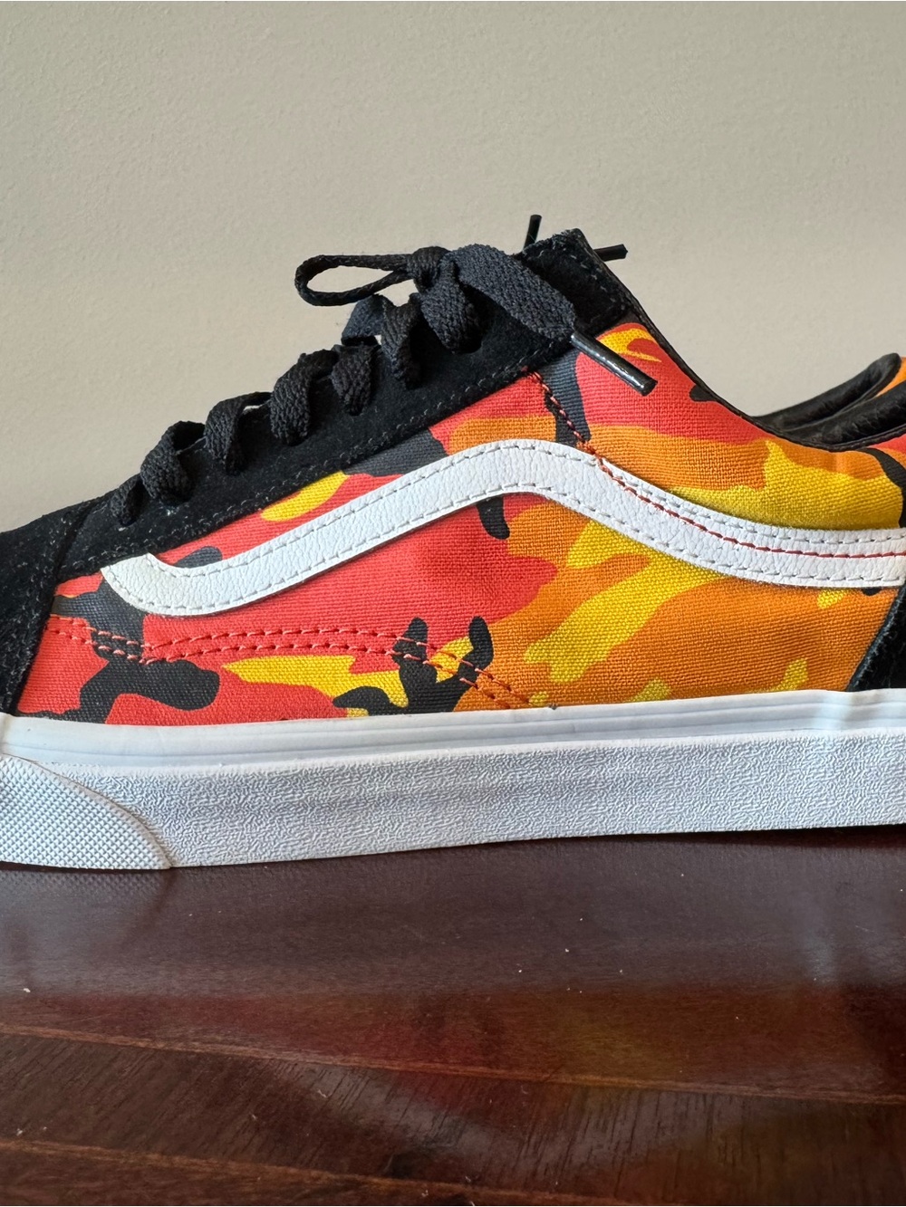 Vans Kids Old Skool Camo Sneaker - Red, Yellow, Black